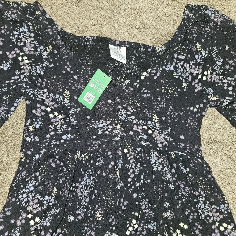 Gap Kids Black Floral Long Sleeve Girls Dress Size XL 12 NWT
